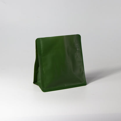 【フラットボトム袋】100g｜130x140x80mm マットオリーブグリーン